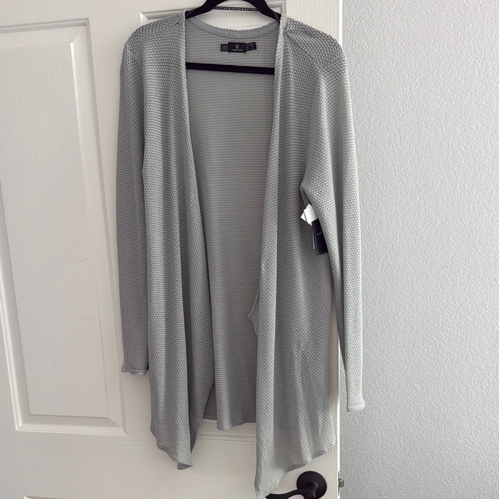 Volcano Women's Gray Open Front Open Stitch Sweater
